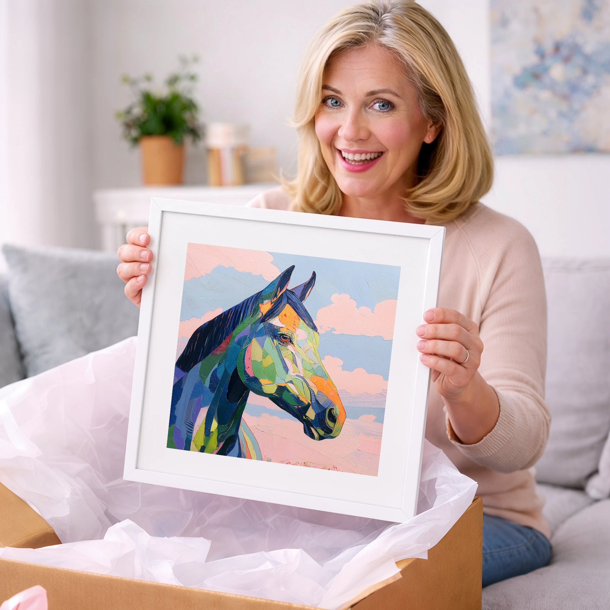 Prismatic Equine Spirit - horse portrait art gift idea for horse lovers