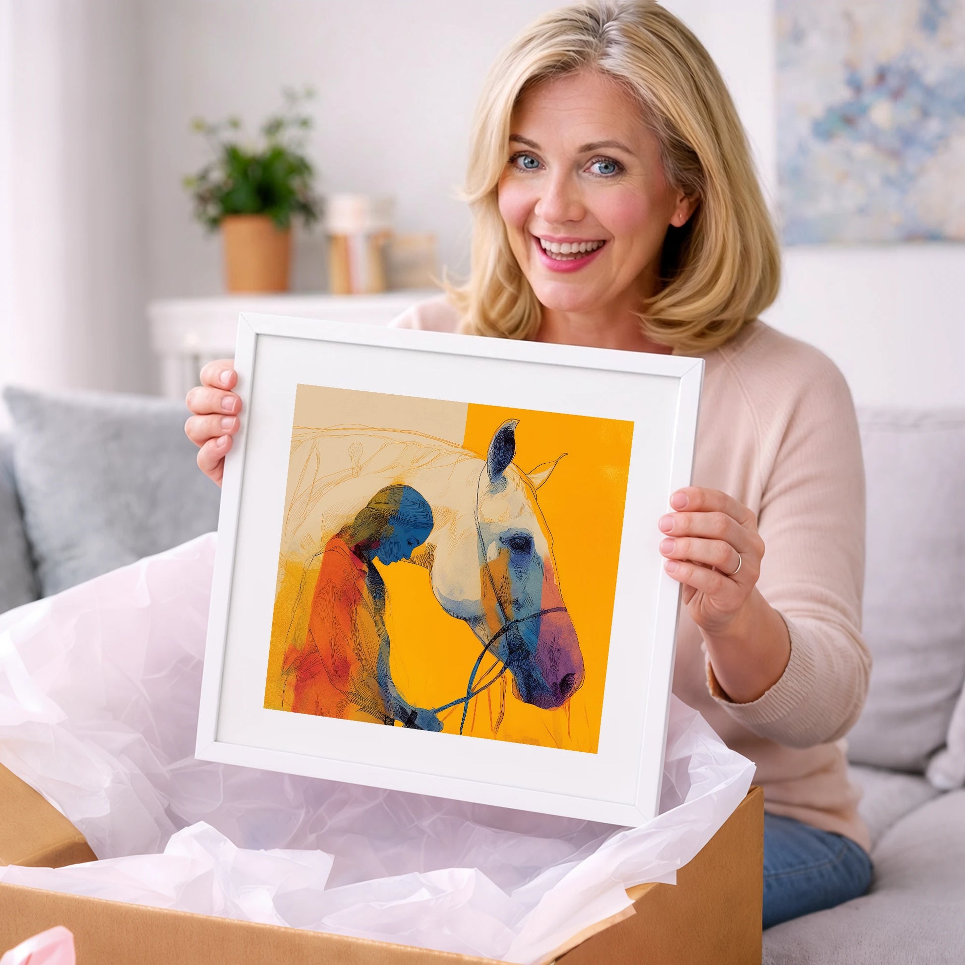 Vibrant Connection - horse & rider art gift idea for horse lovers