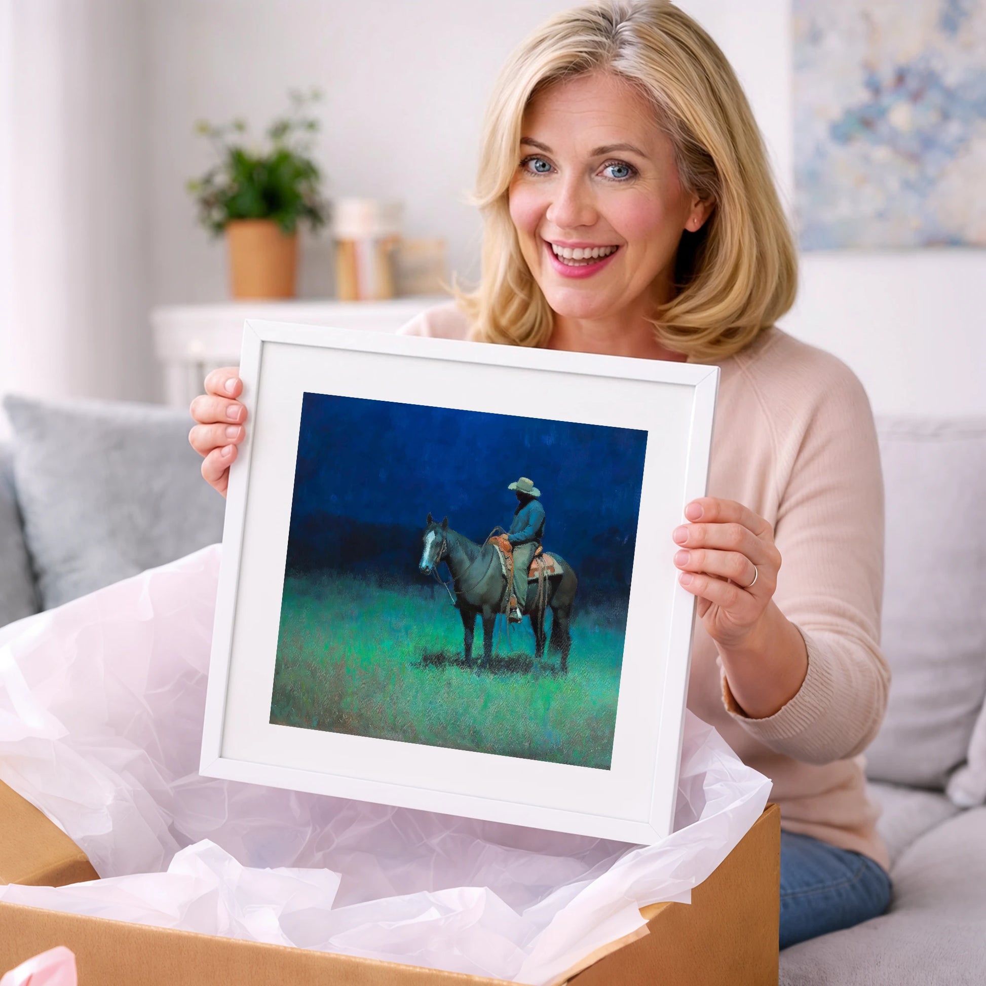 Indigo Silence - western horse art gift idea for horse lovers