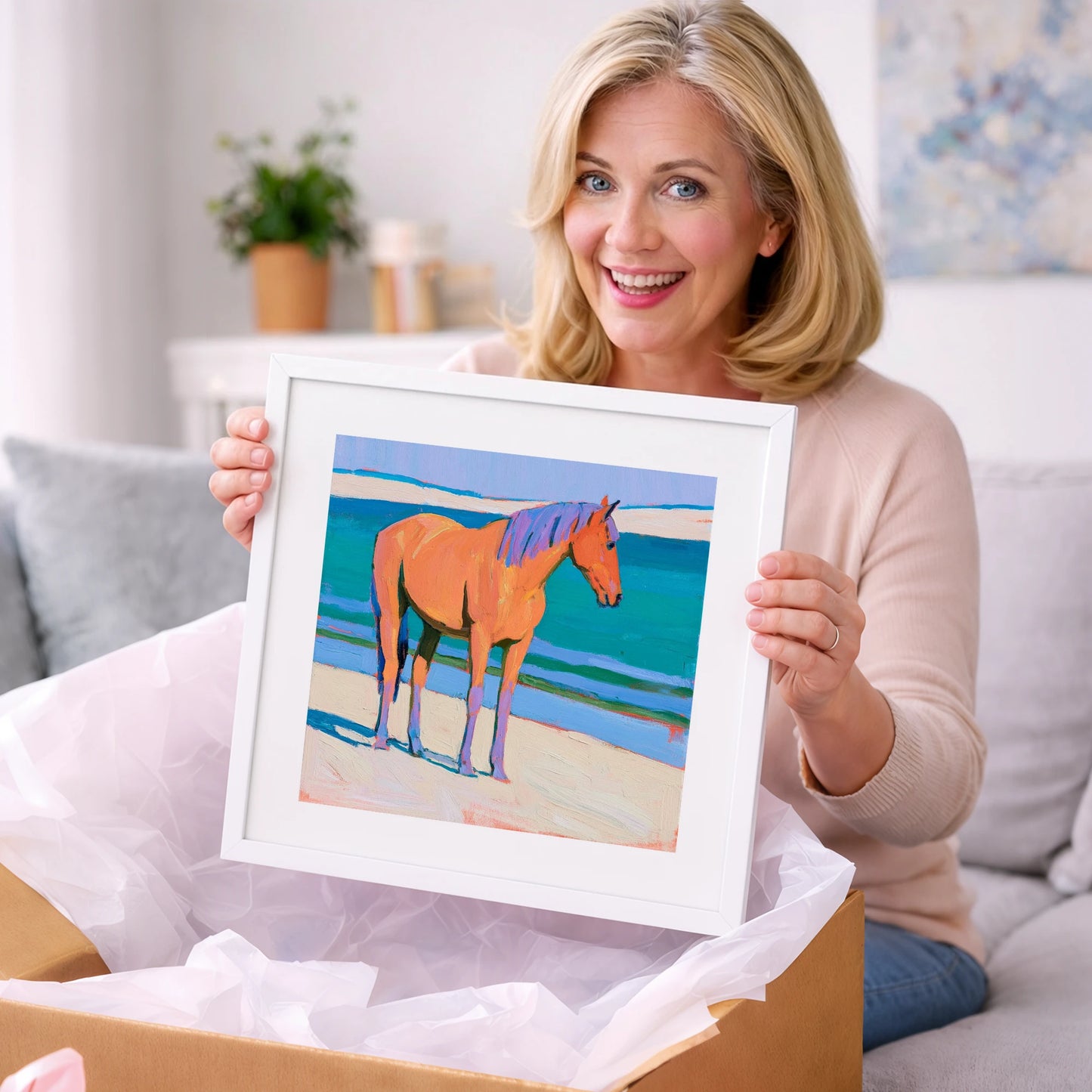Vivid Coastal Equine - horse landscape art gift idea for horse lovers