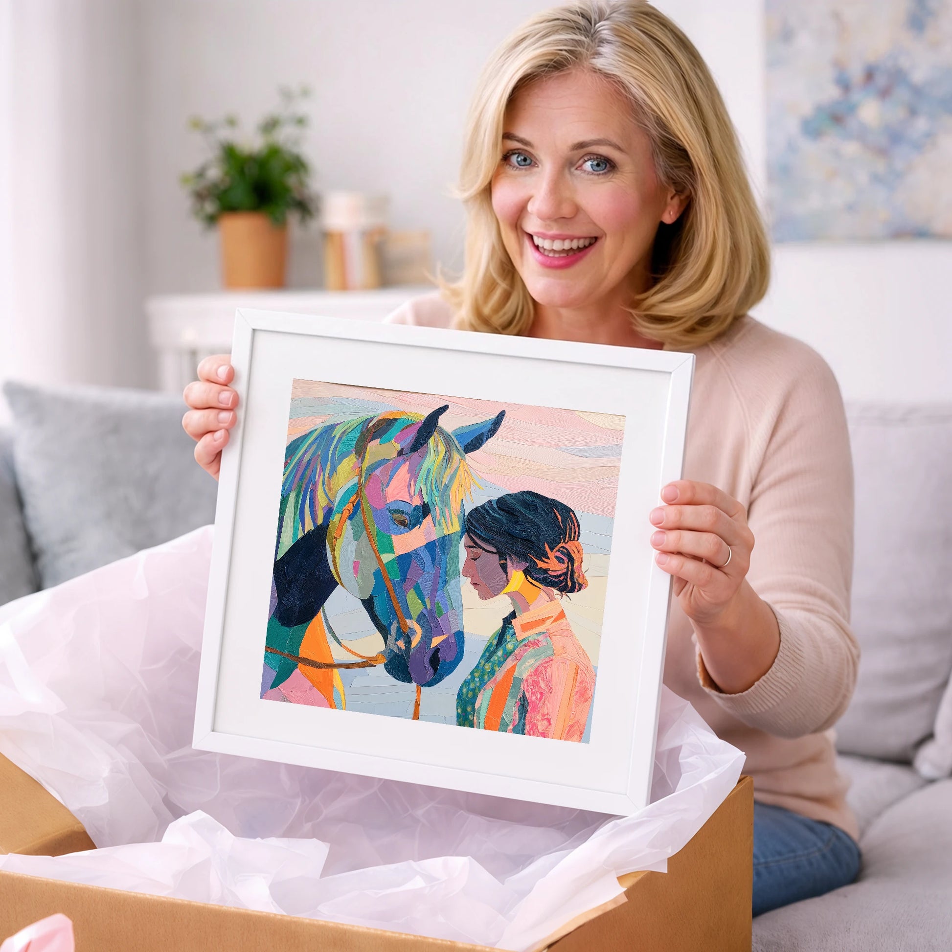 Vibrant Harmony - horse & rider art gift idea for horse lovers