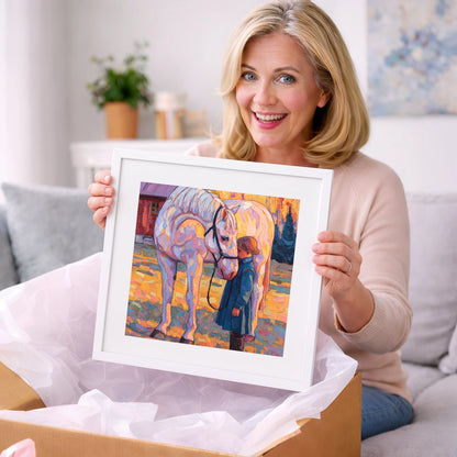 A Quiet Connection - horse & rider art gift idea for horse lovers