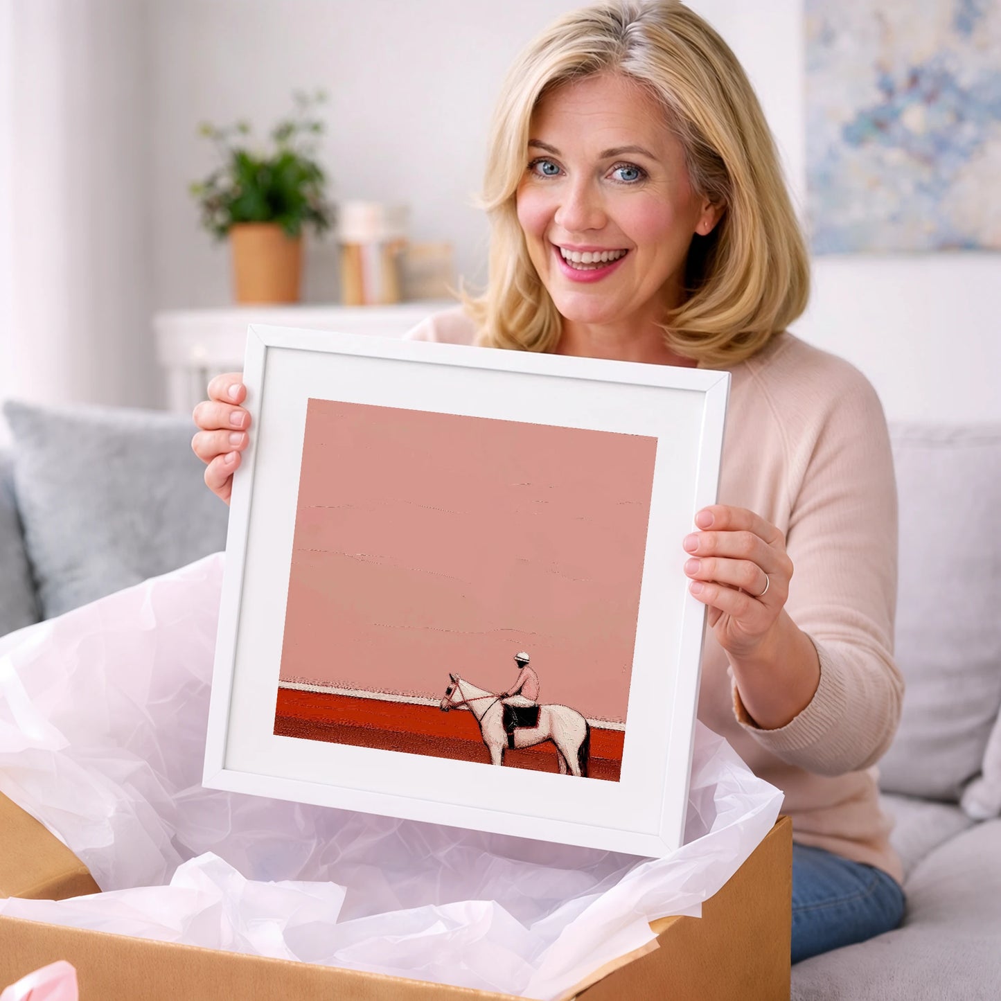 Dusty Rose Paddock - racing horse art gift idea for horse lovers