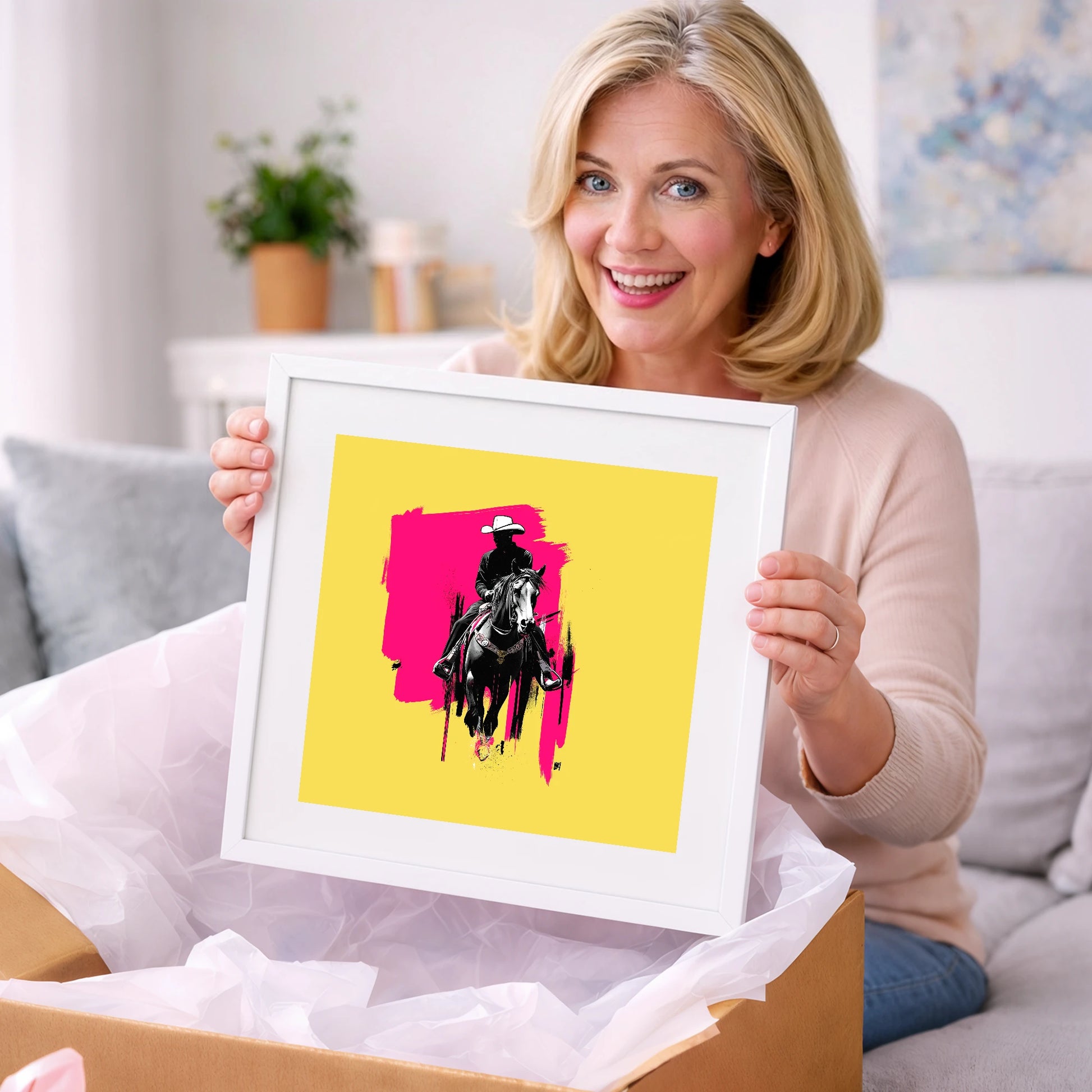 Magenta High Noon - western horse art gift idea for horse lovers