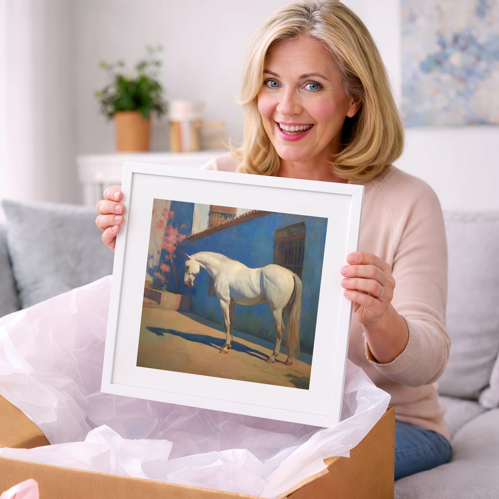Andalusian in Azure - horse breed art gift idea for horse lovers
