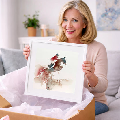 Crimson Flight - show jumping horse art gift idea for horse lovers