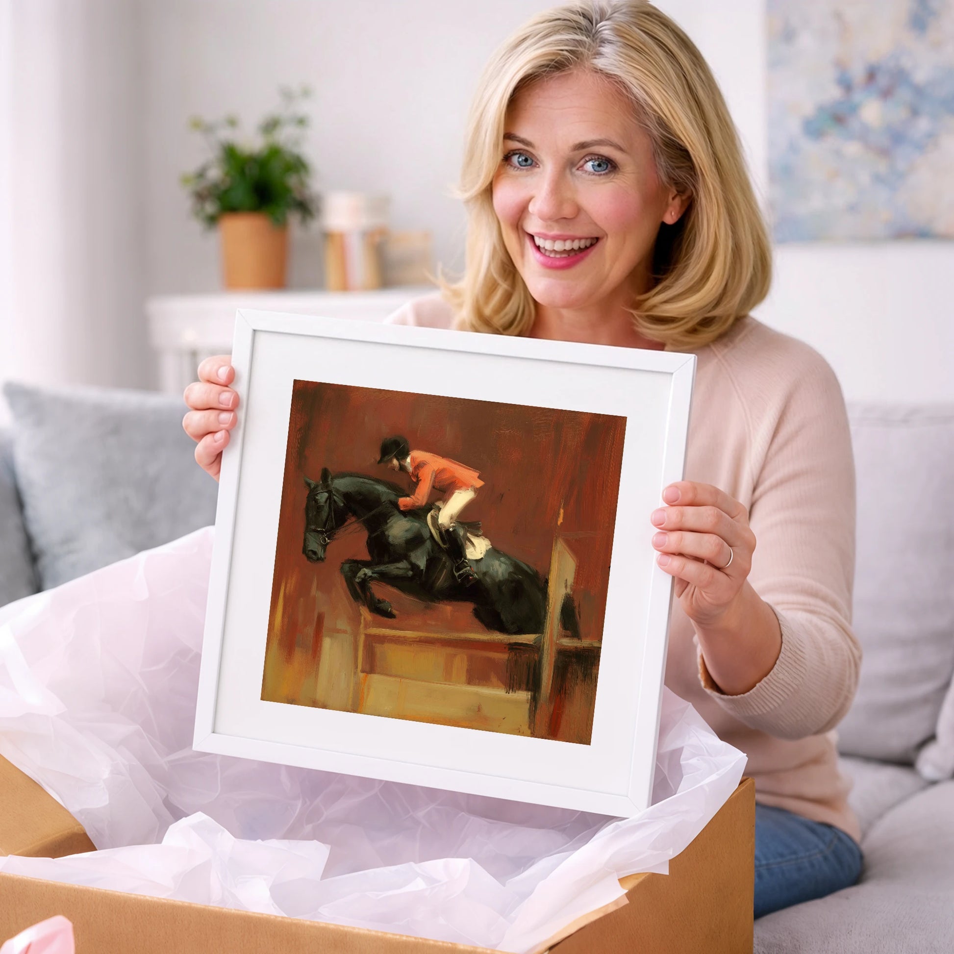 The Bold Leap - show jumping horse art gift idea for horse lovers