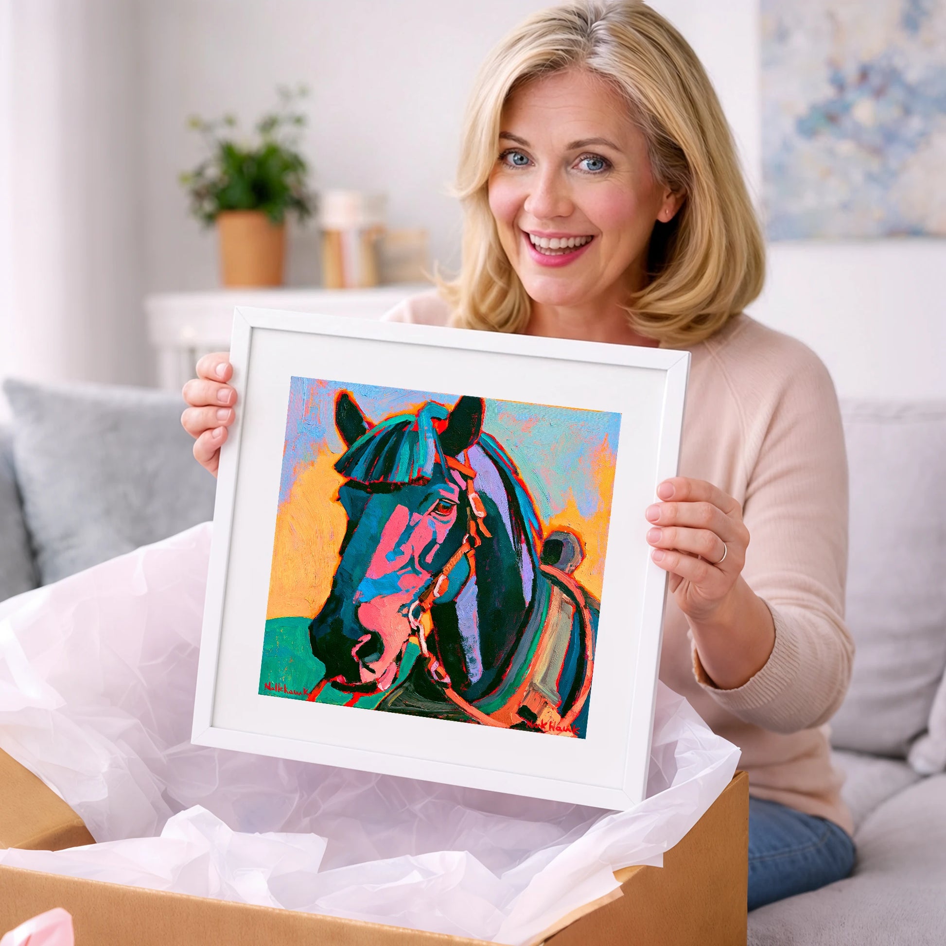 Colourful Expressionist Horse Portrait - horse breed art gift idea for horse lovers
