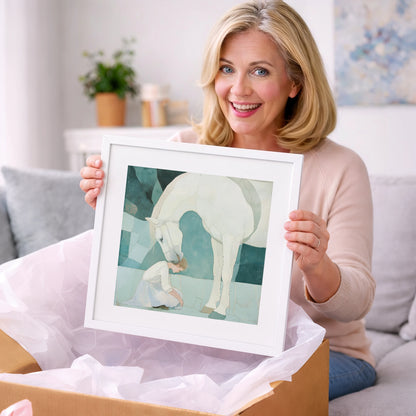 The Gentle Guardian - horse & rider art gift idea for horse lovers