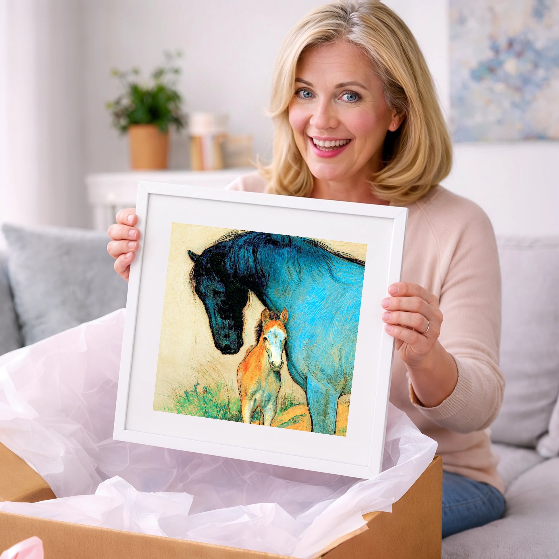 Vivid Devotion - mare & foal art gift idea for horse lovers