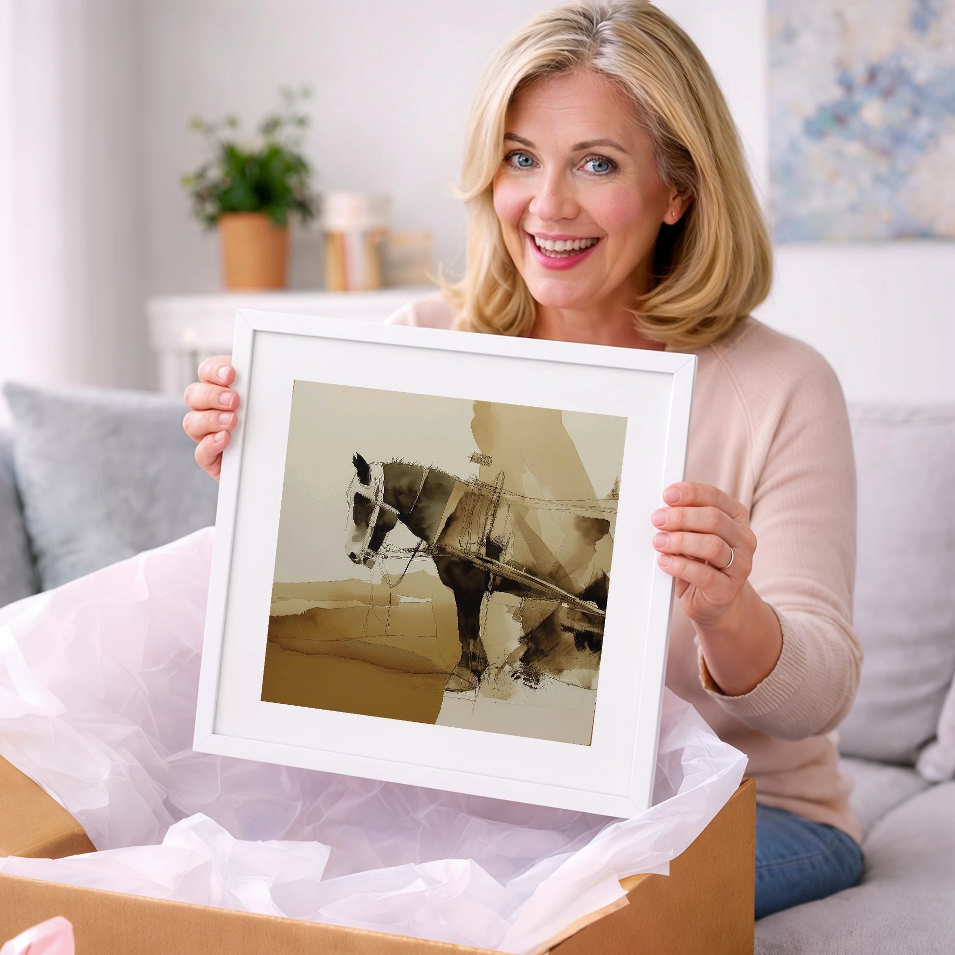 Sepia Heavy Horse Study - working horse art gift idea for horse lovers