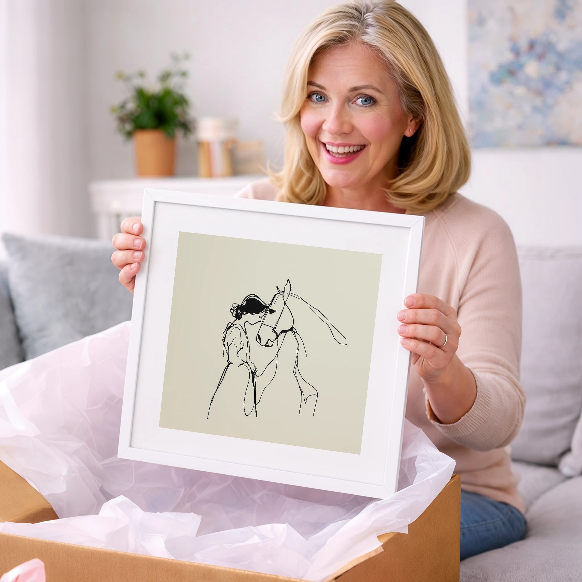 The Gentle Bond - horse & rider art gift idea for horse lovers