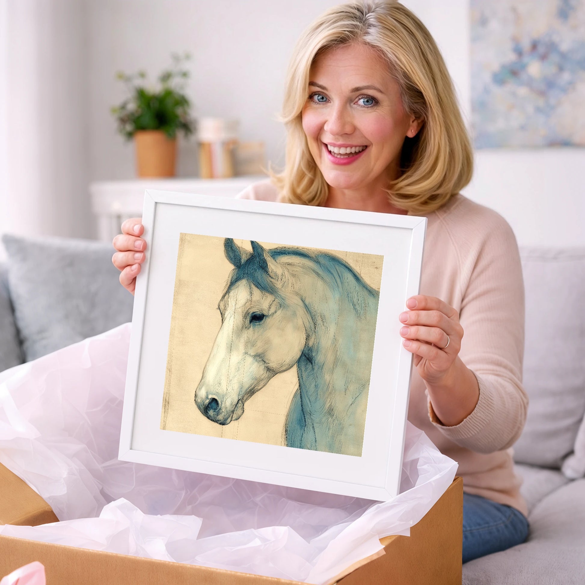 Parchment Profile Study - horse portrait art gift idea for horse lovers
