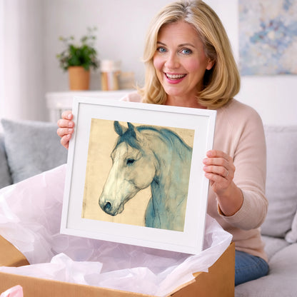 Parchment Profile Study - horse portrait art gift idea for horse lovers