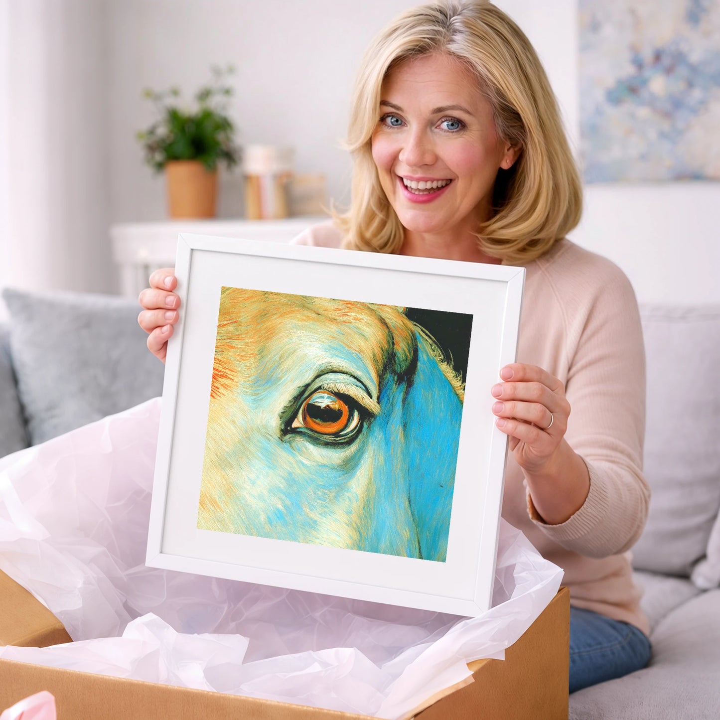 The Azure Gaze - horse portrait art gift idea for horse lovers