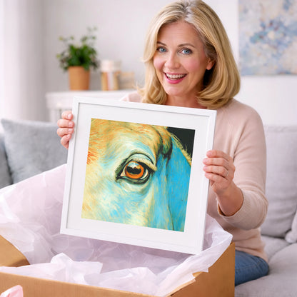 The Azure Gaze - horse portrait art gift idea for horse lovers