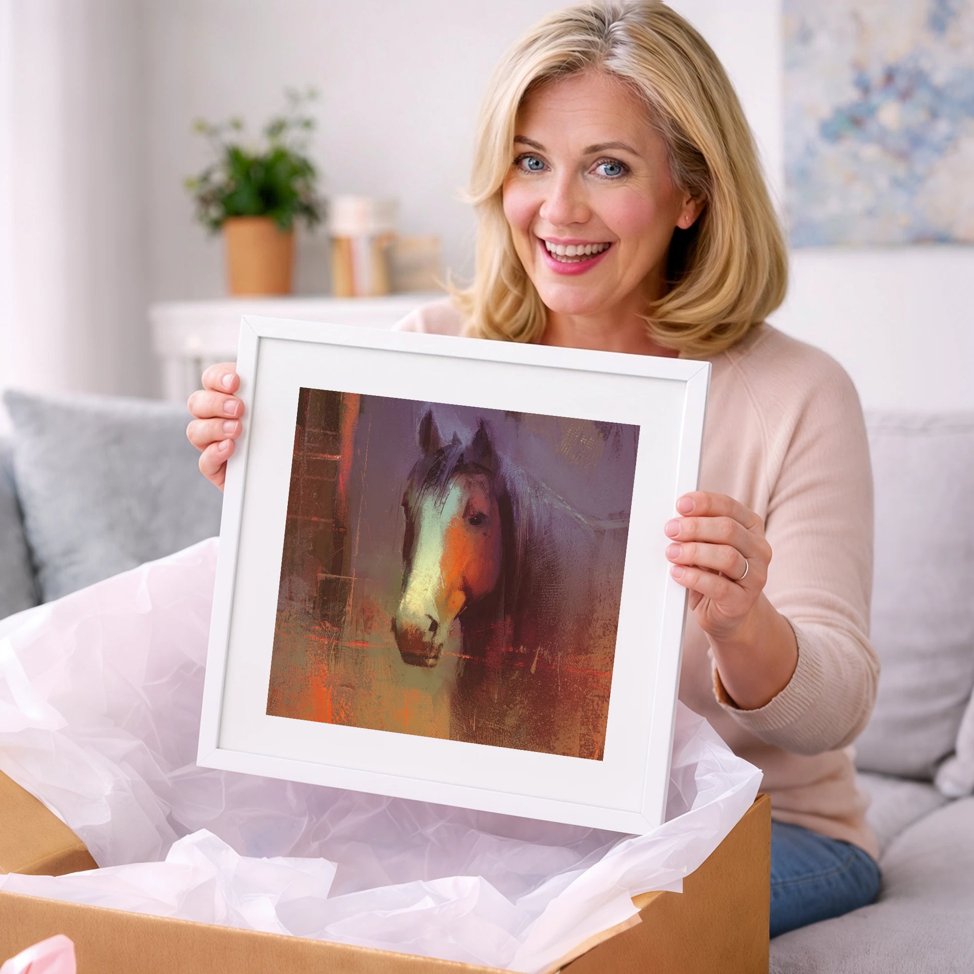 Ember and Violet Portrait - horse portrait art gift idea for horse lovers