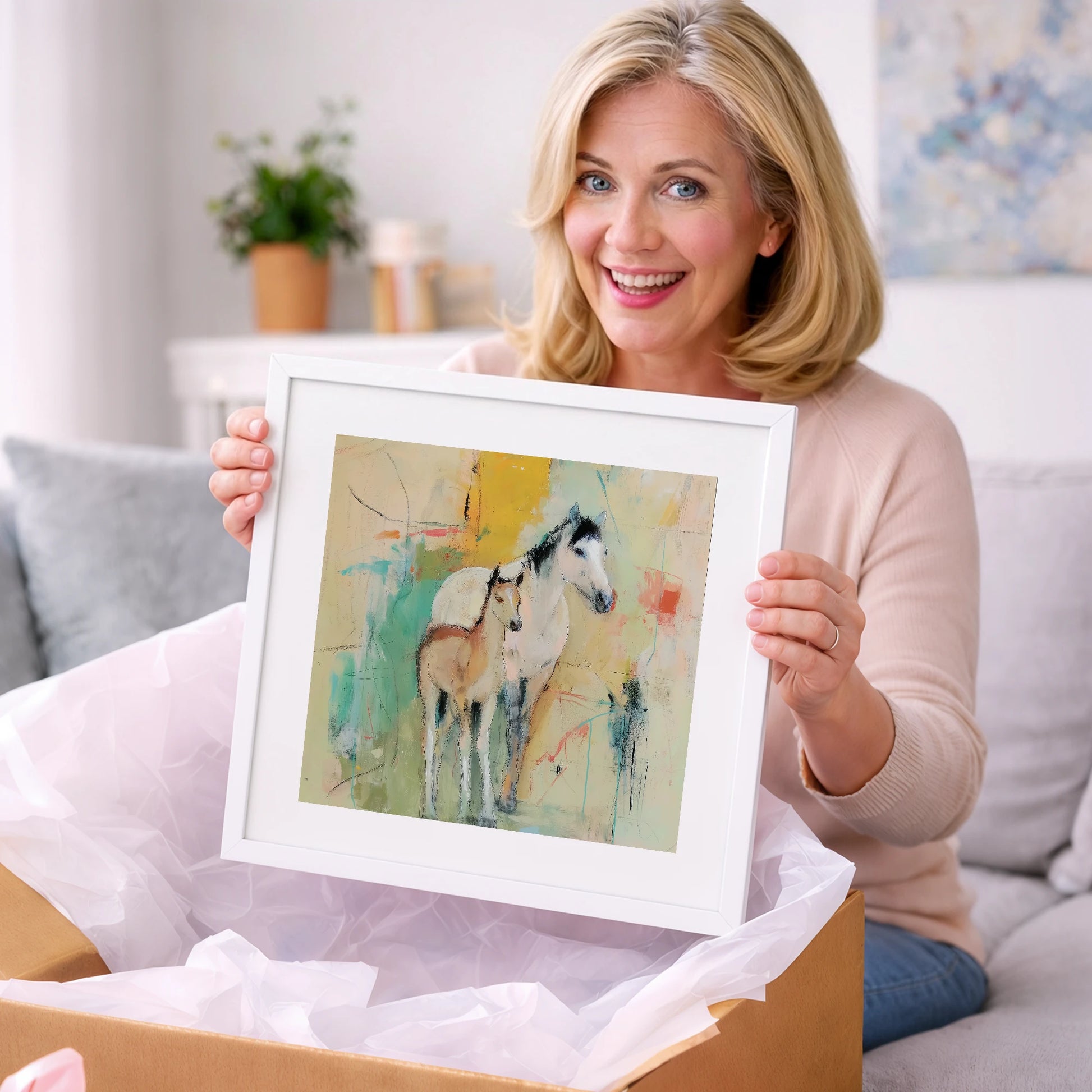 Gentle Guardianship - mare & foal art gift idea for horse lovers