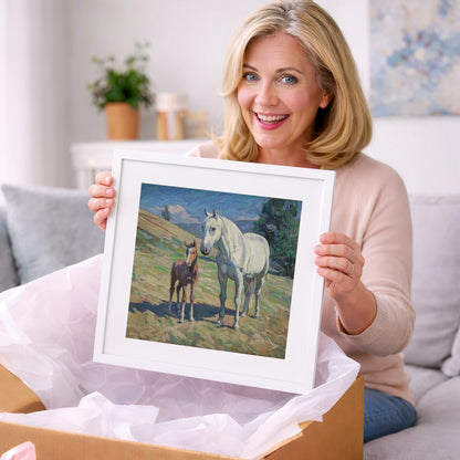The Gentle Guardian - mare & foal art gift idea for horse lovers