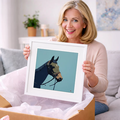 Cerulean Equine Profile - horse portrait art gift idea for horse lovers