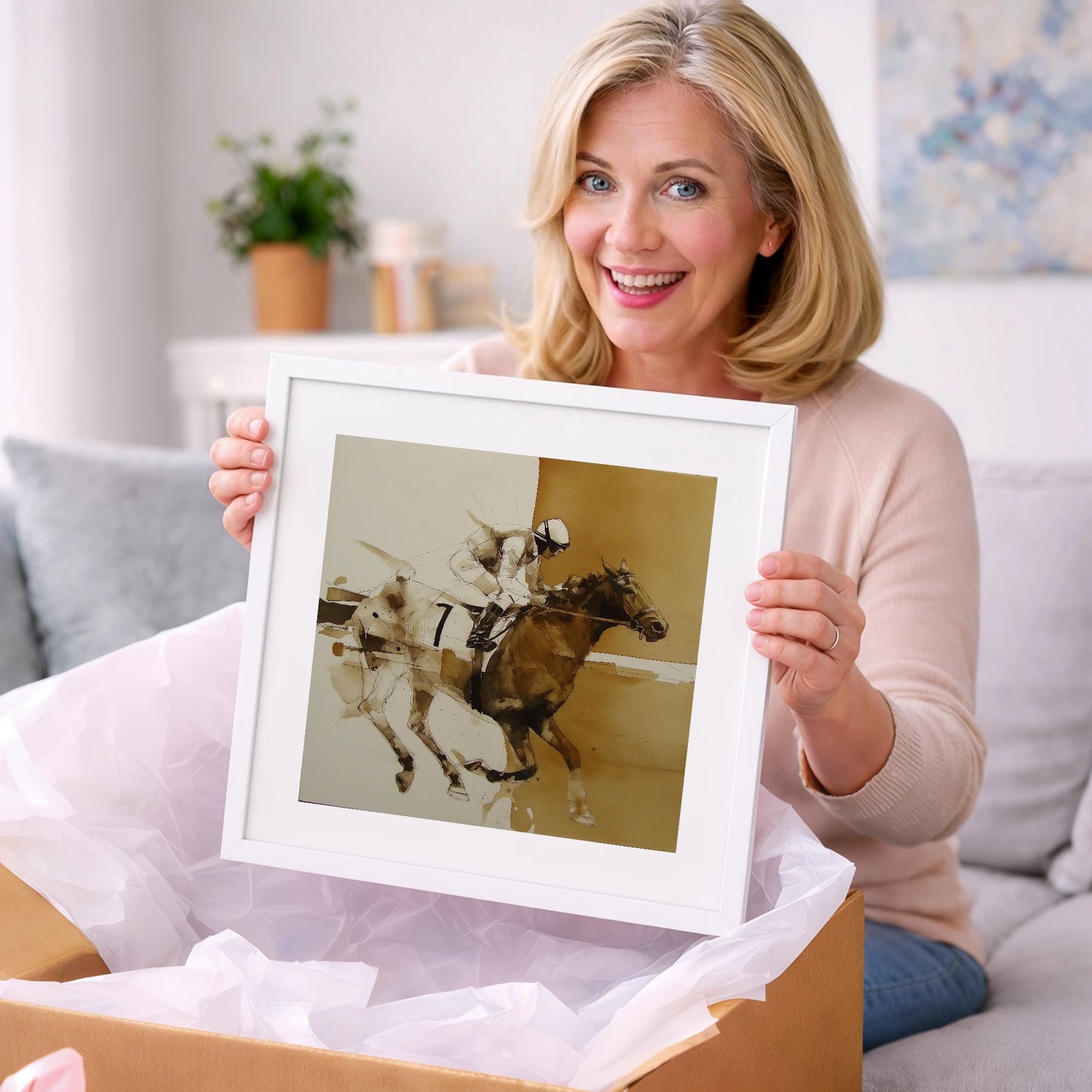 Sepia Racing Stride - racing horse art gift idea for horse lovers