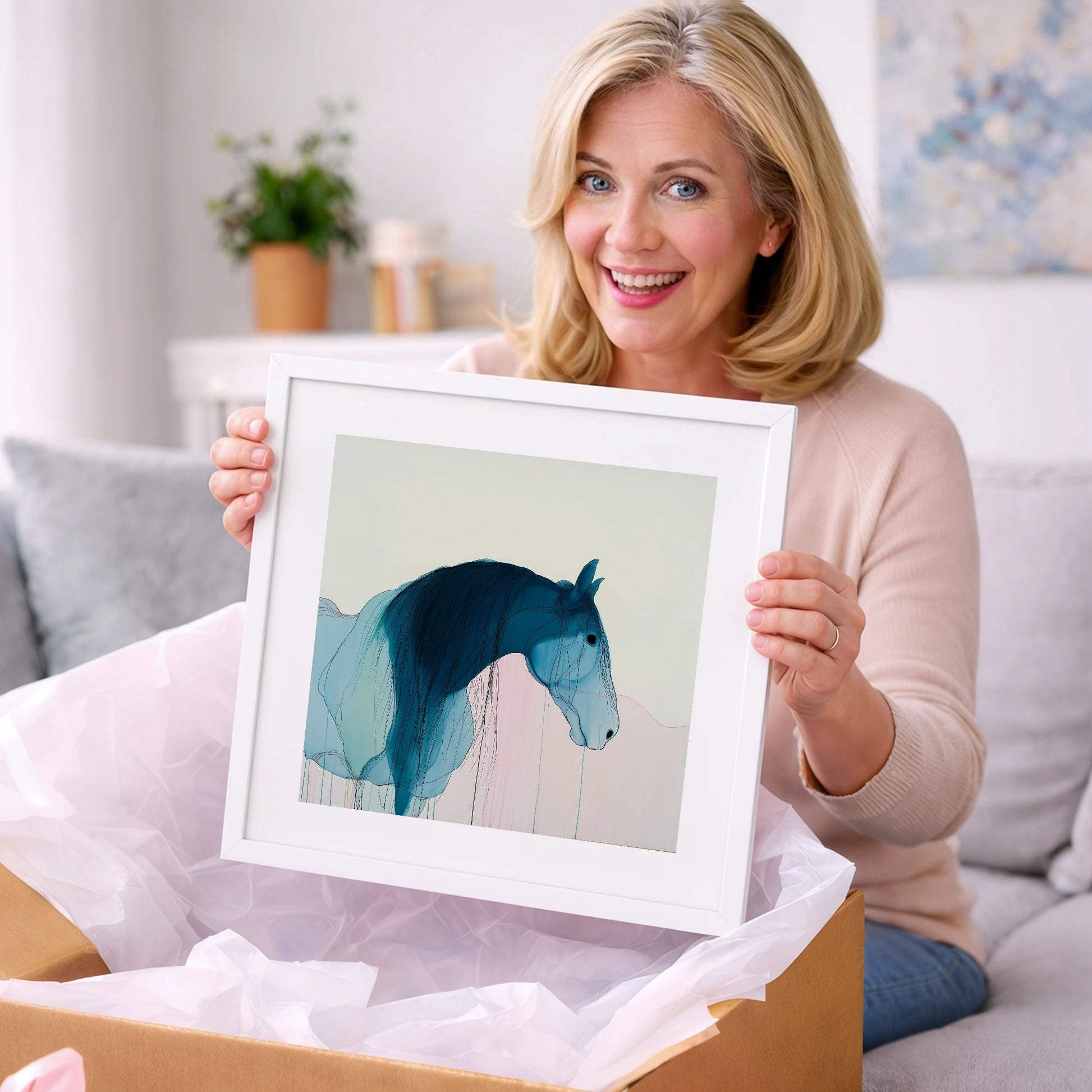 Fluid Blue Grace - horse breed art gift idea for horse lovers