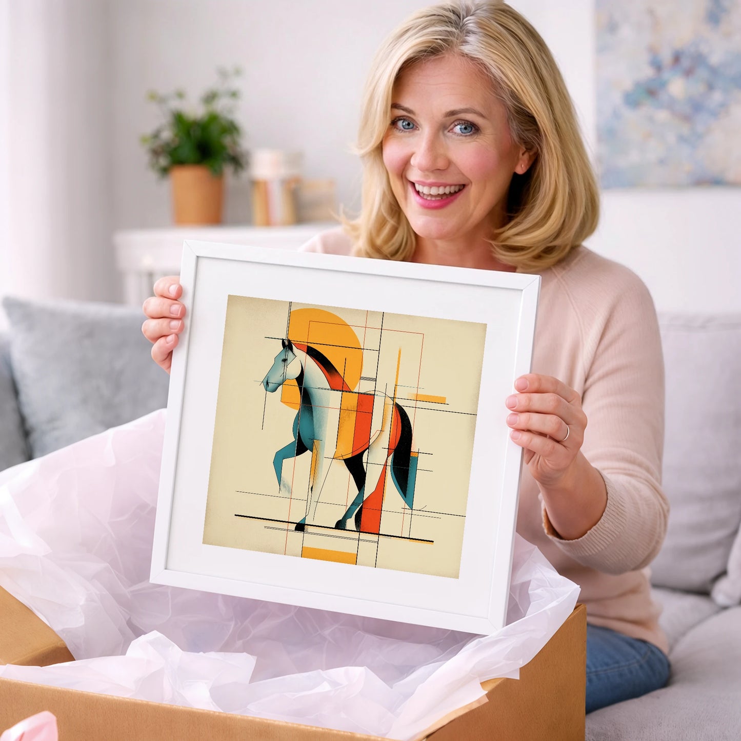Geometric Equine Rhythm - horse portrait art gift idea for horse lovers