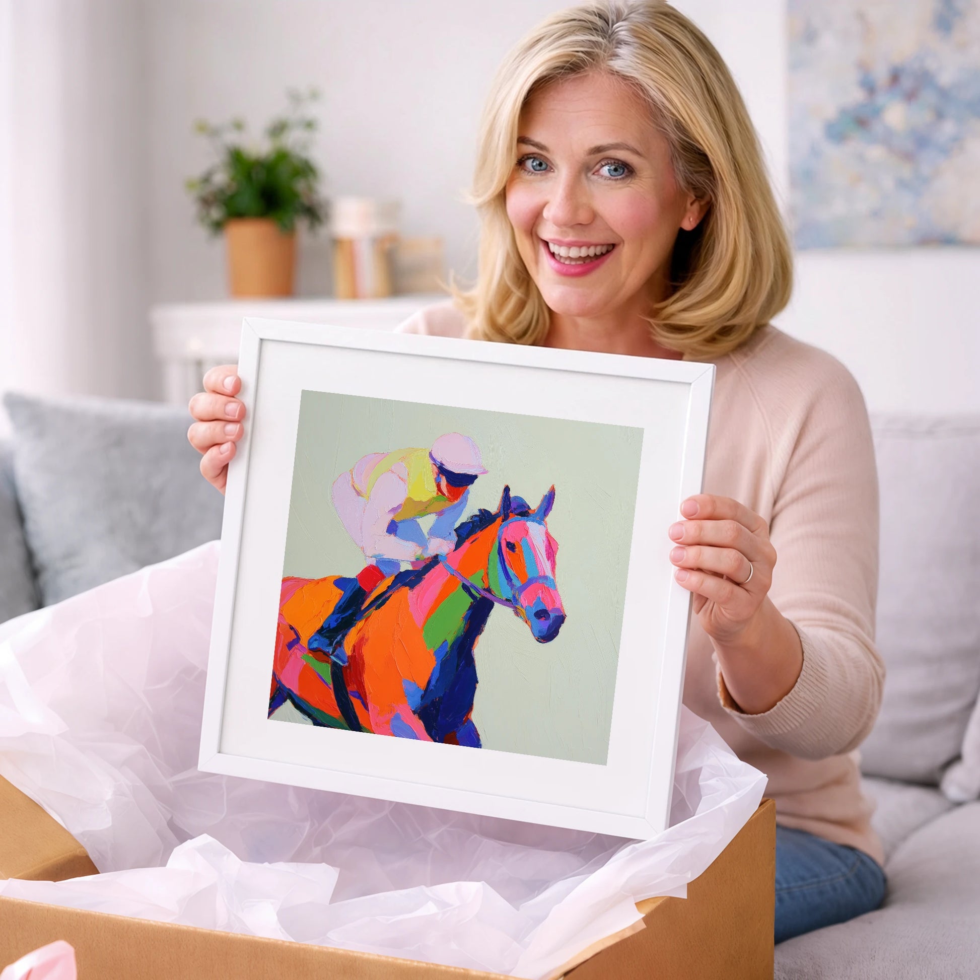 Vibrant Final Furlong - racing horse art gift idea for horse lovers