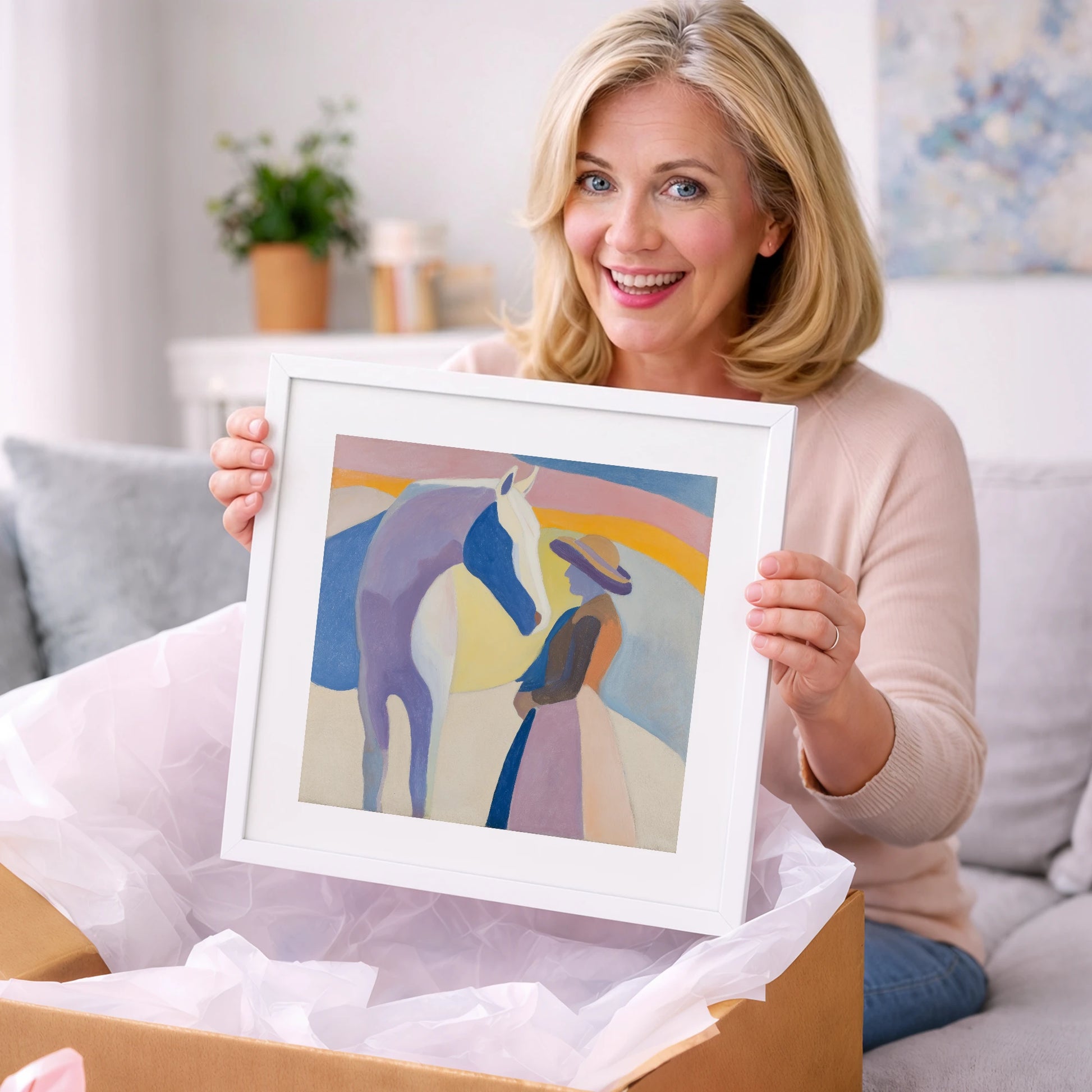 The Quiet Encounter - horse & rider art gift idea for horse lovers