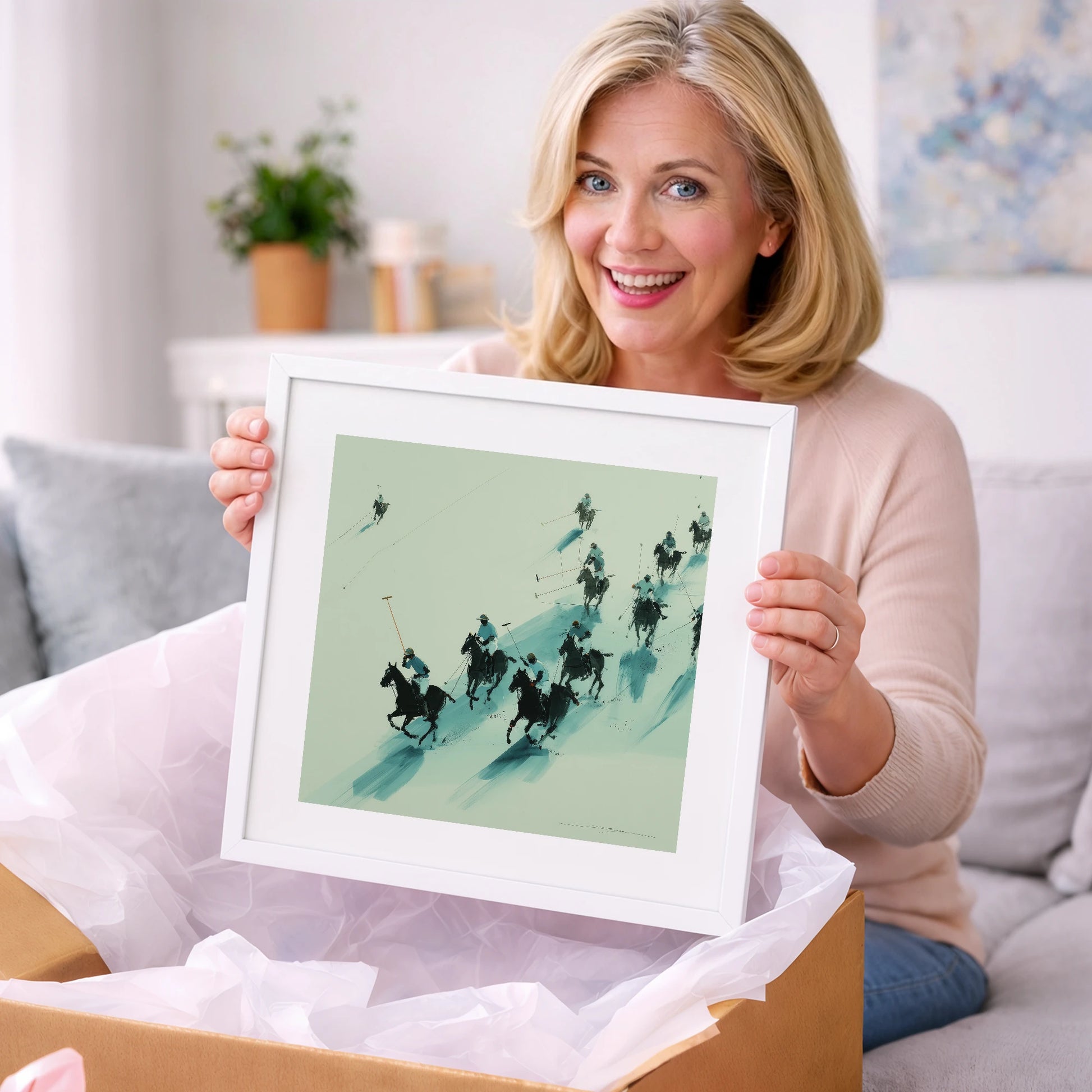 The Downfield Charge - polo horse art gift idea for horse lovers