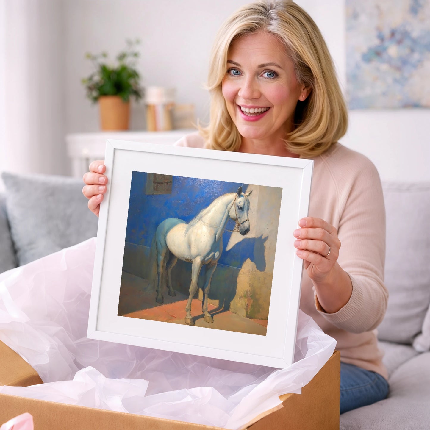 The Azure Courtyard - horse breed art gift idea for horse lovers