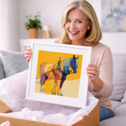 Modern Draught in Harness - working horse art gift idea for horse lovers