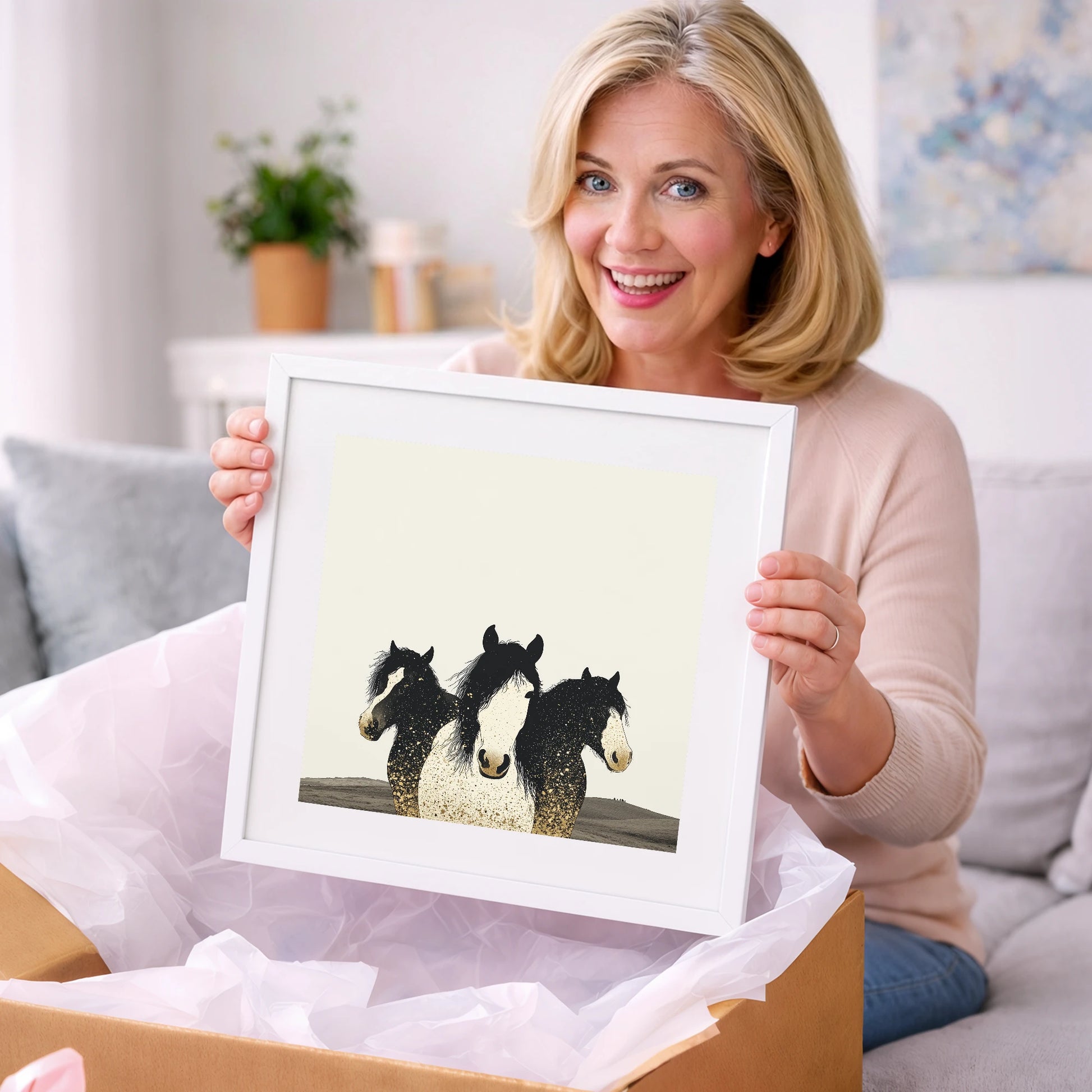 Gilded Companions - horse landscape art gift idea for horse lovers