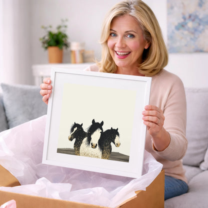 Gilded Companions - horse landscape art gift idea for horse lovers