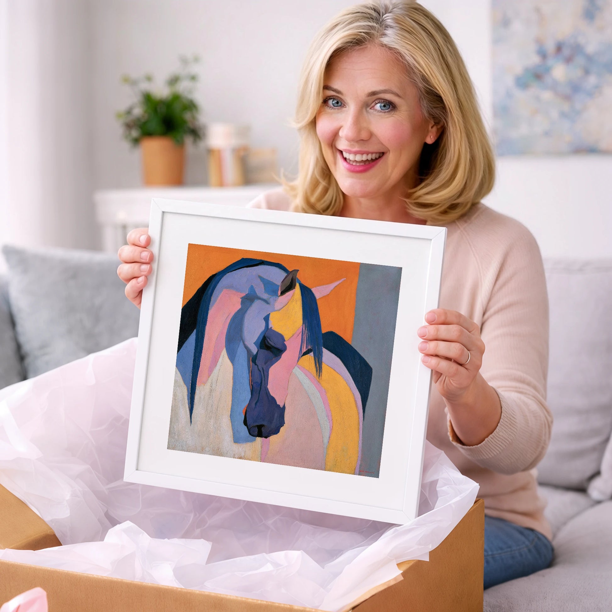 Colourful Abstract Horse Profile - horse breed art gift idea for horse lovers