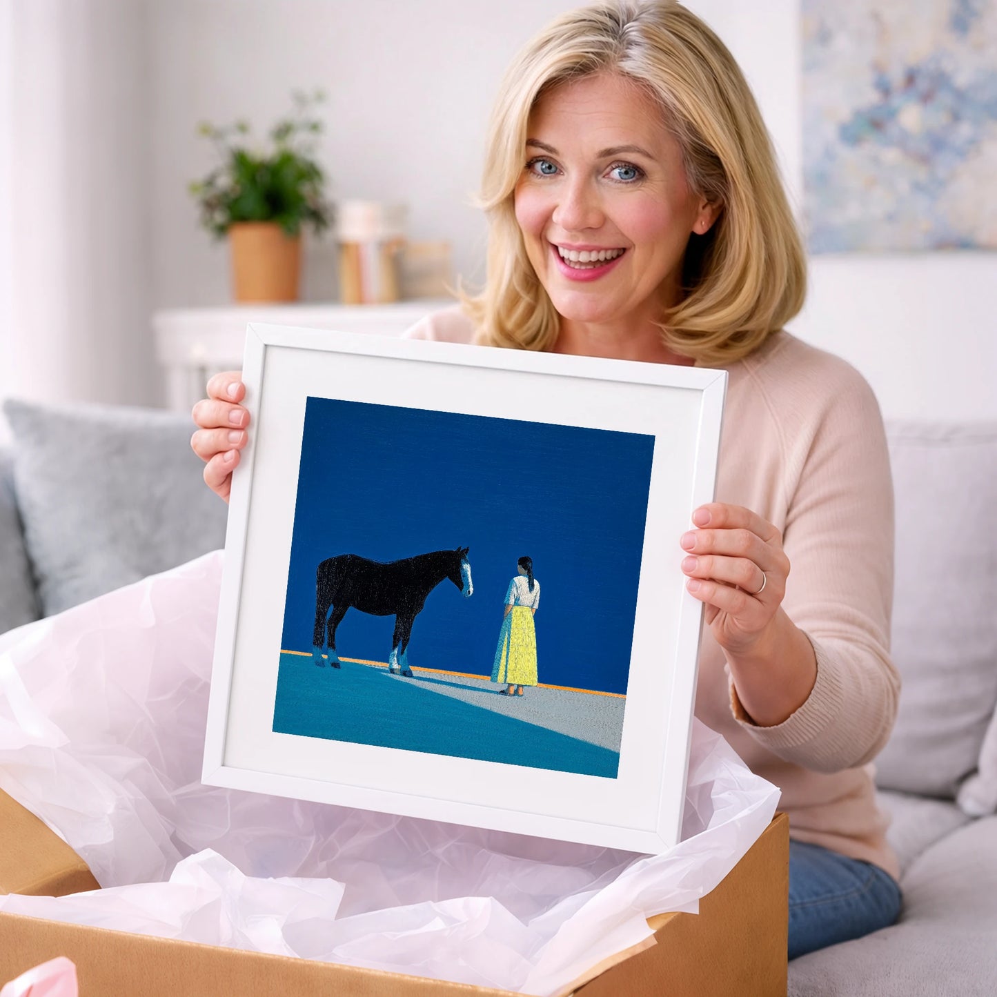 The Meeting Place - horse & rider art gift idea for horse lovers
