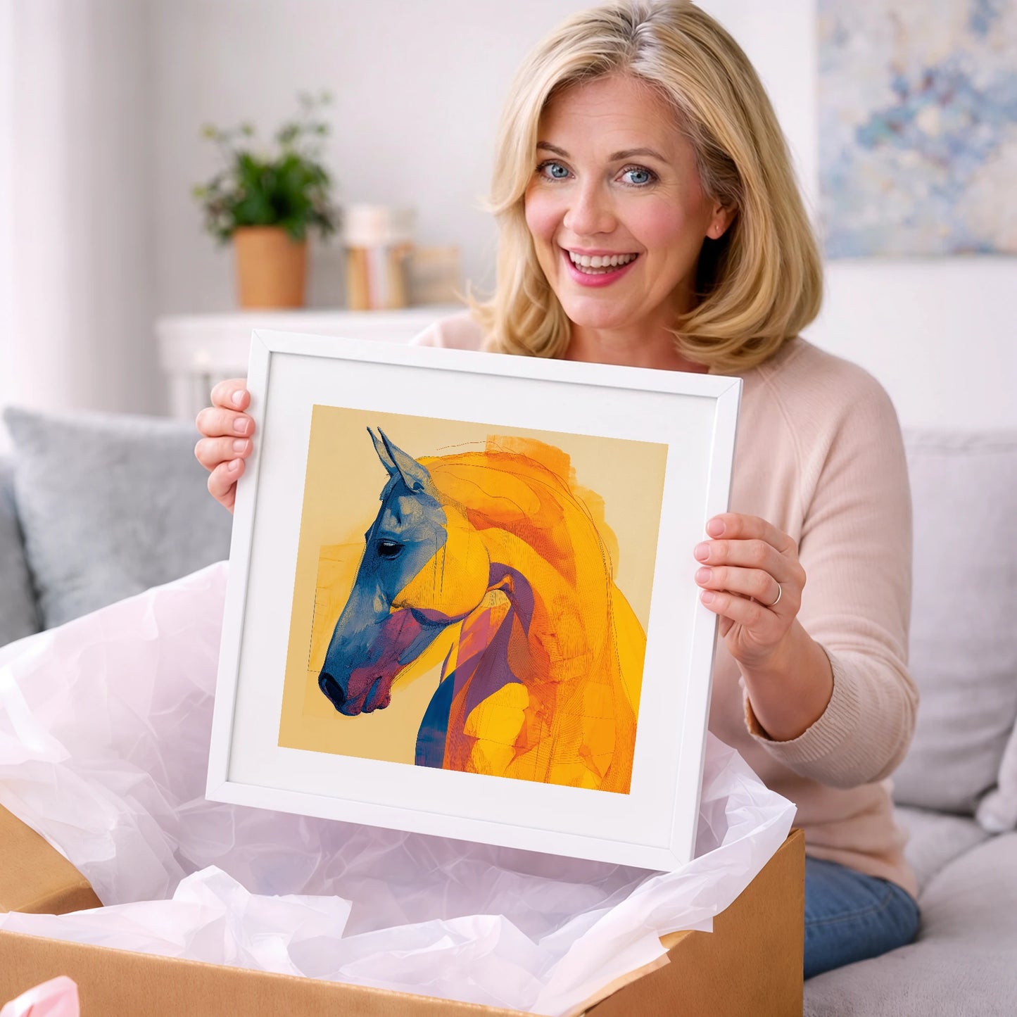 Cobalt and Gold Contour - horse breed art gift idea for horse lovers
