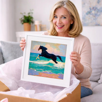 Cresting the Tide - beach horse art gift idea for horse lovers