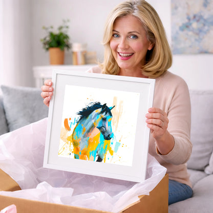 Teal and Amber Splendour - horse portrait art gift idea for horse lovers