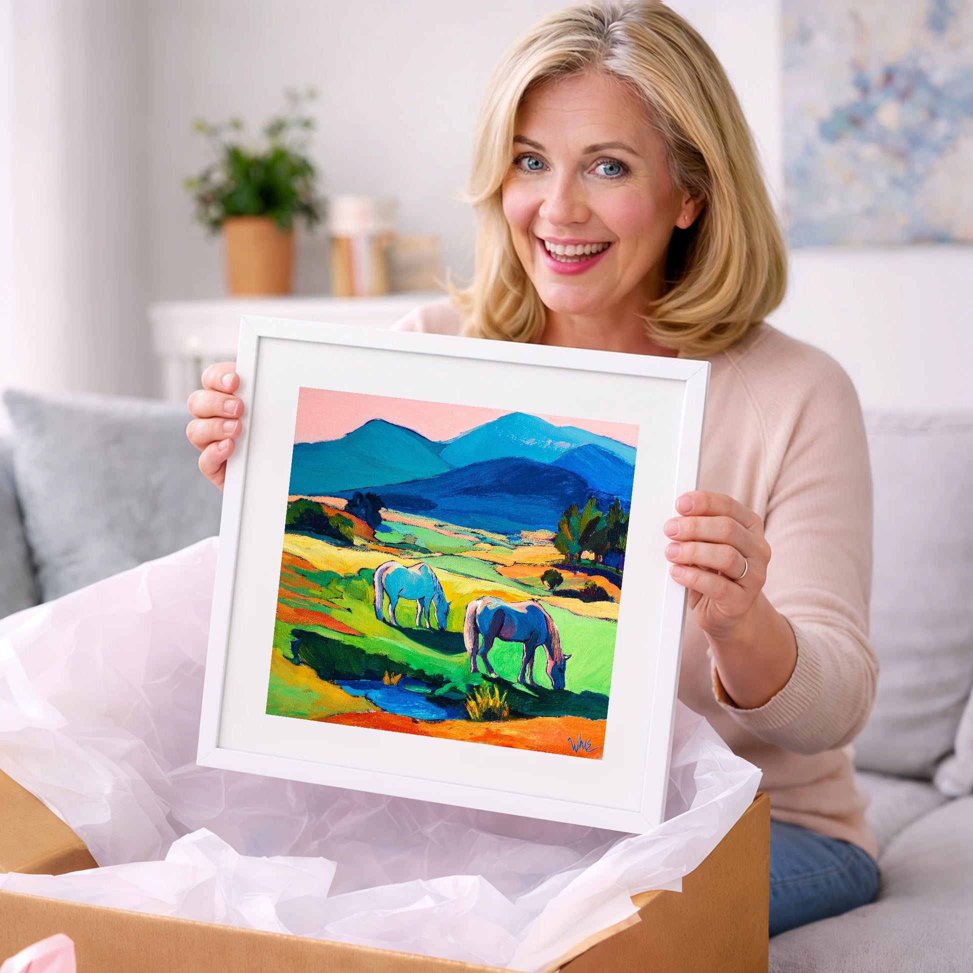 Painted Valley Grazing - horse landscape art gift idea for horse lovers
