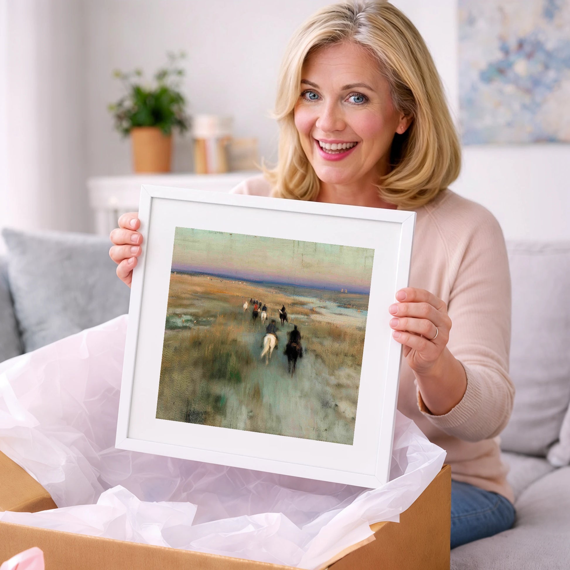 The Dawn String - horse landscape art gift idea for horse lovers