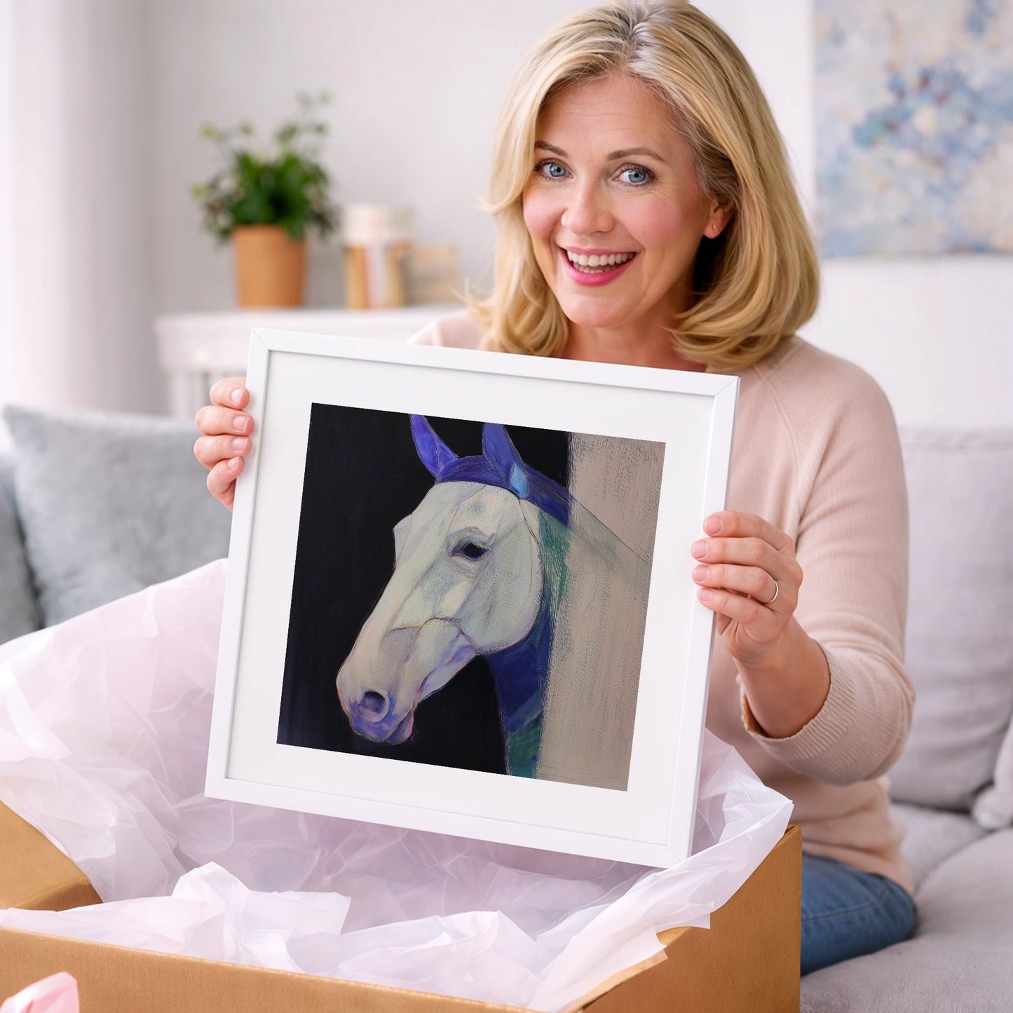 Echoes of Indigo - horse portrait art gift idea for horse lovers