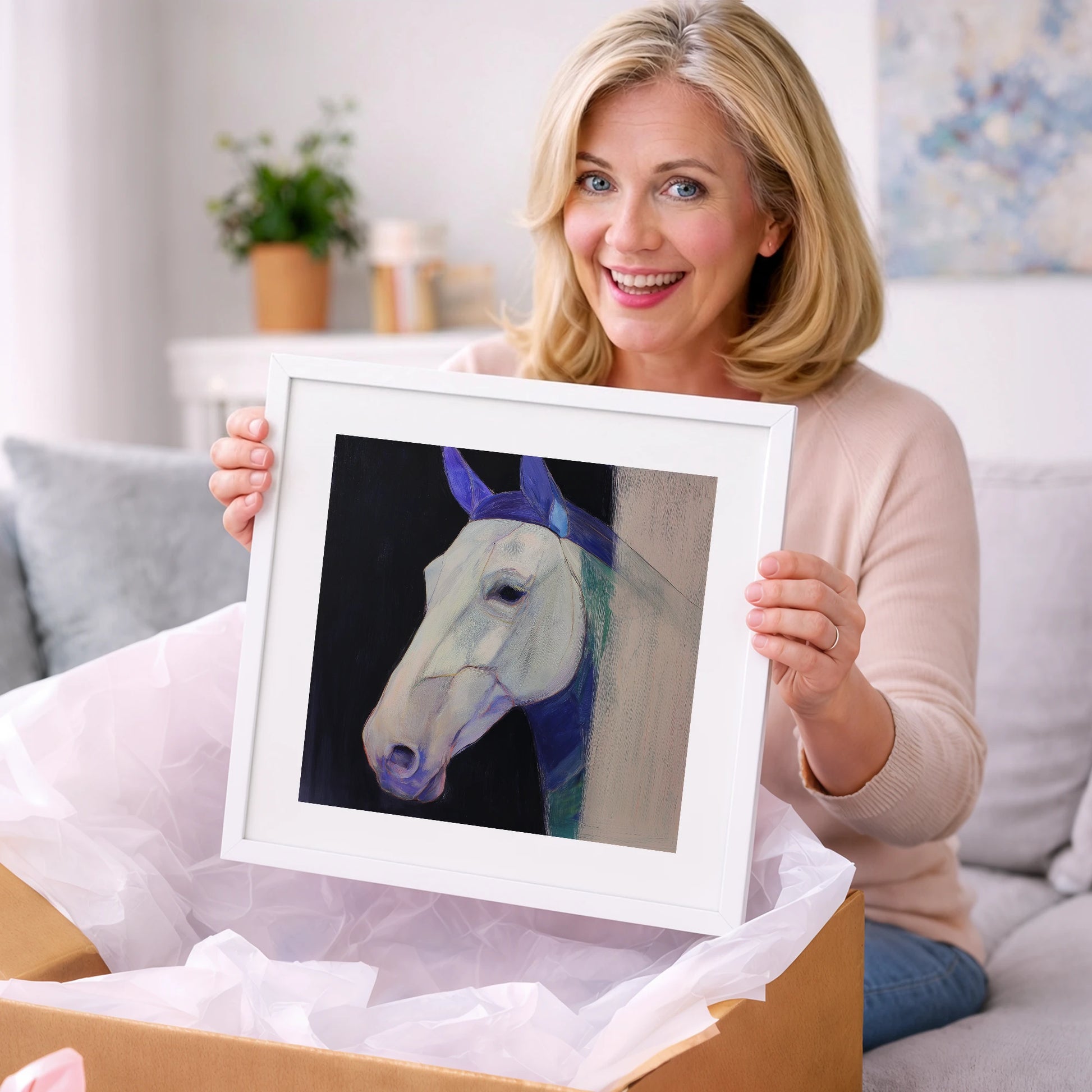 Echoes of Indigo - horse portrait art gift idea for horse lovers