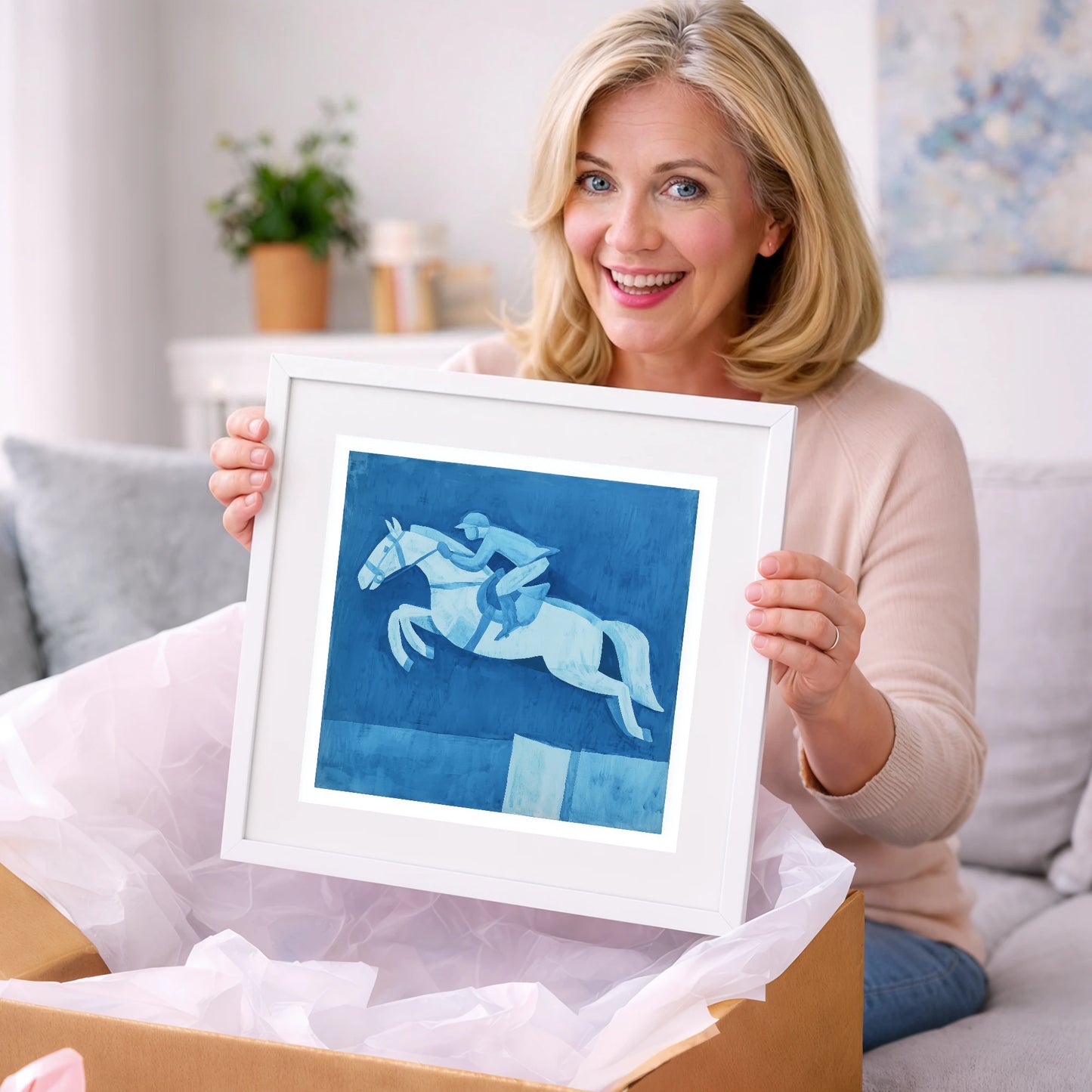 Azure Clear Round - show jumping horse art gift idea for horse lovers