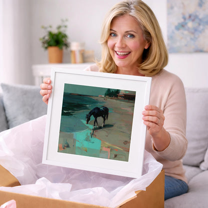 Coastal Solitude - horse landscape art gift idea for horse lovers