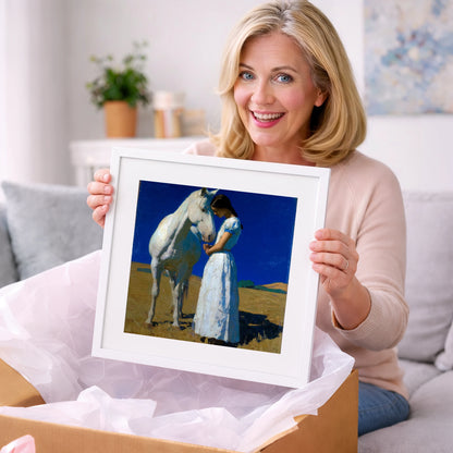 Sunlit Serenity - horse & rider art gift idea for horse lovers