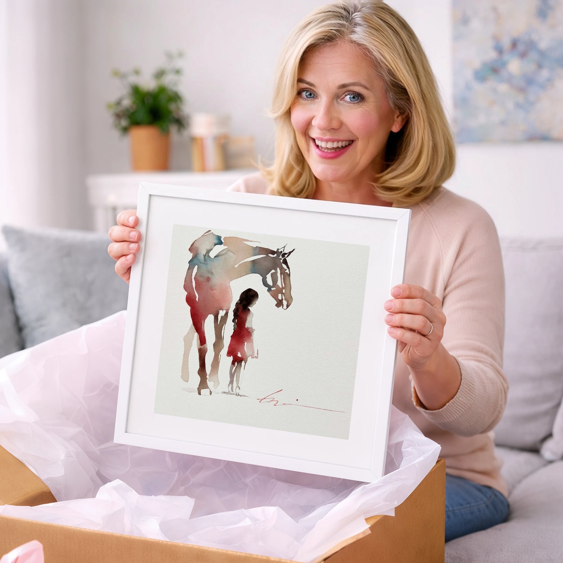 Silent Bond - horse & rider art gift idea for horse lovers