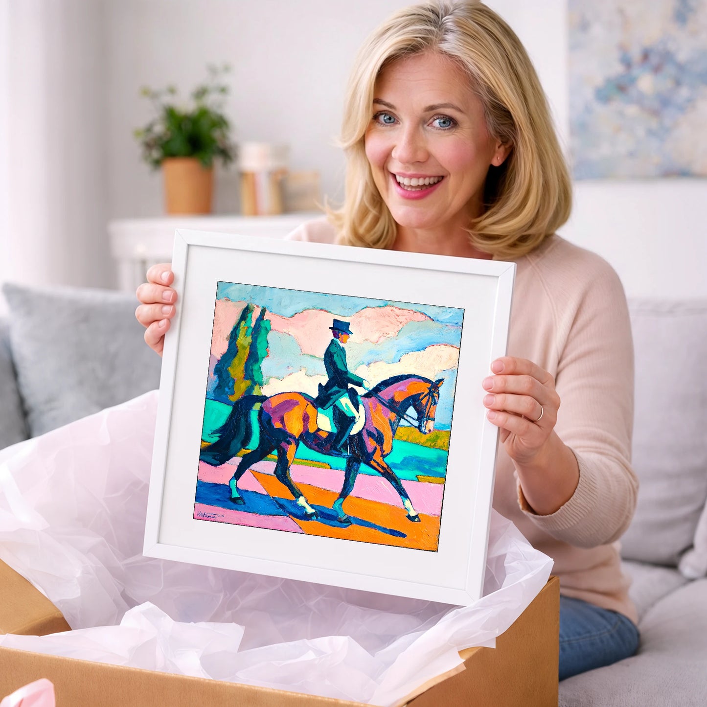 Vibrant Dressage Rhythm - dressage horse art gift idea for horse lovers