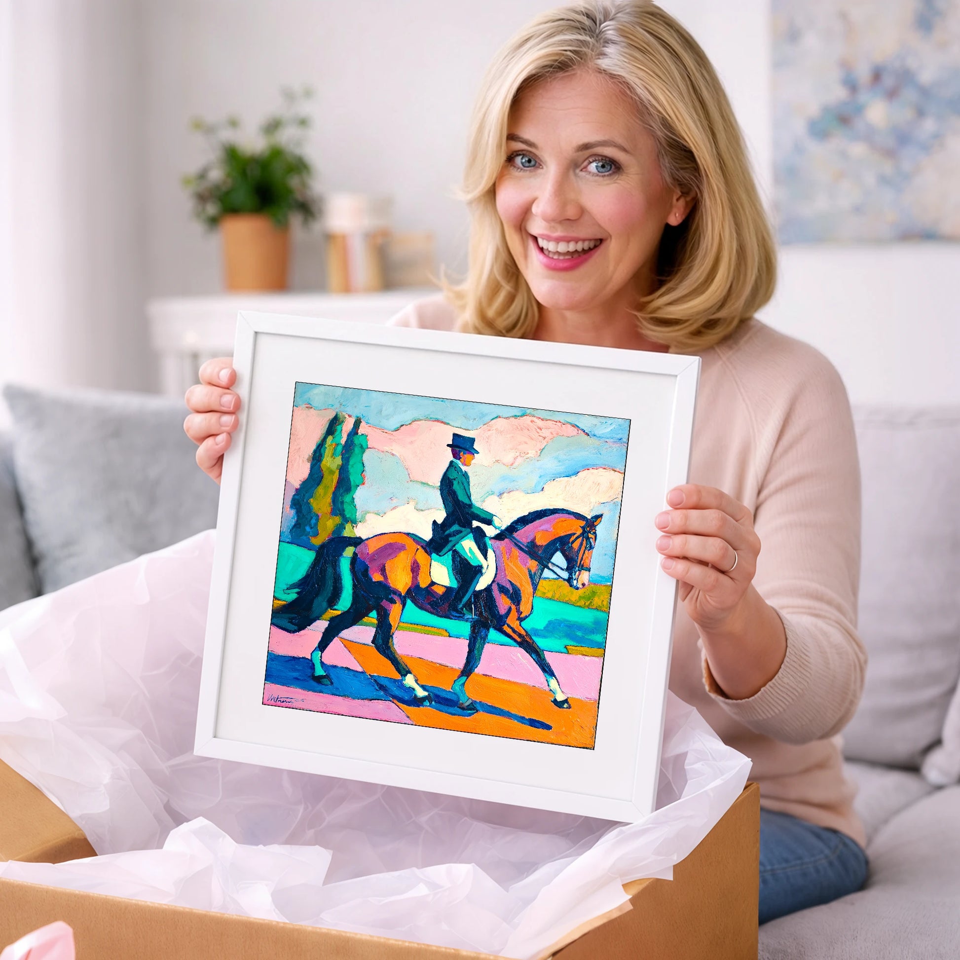 Vibrant Dressage Rhythm - dressage horse art gift idea for horse lovers