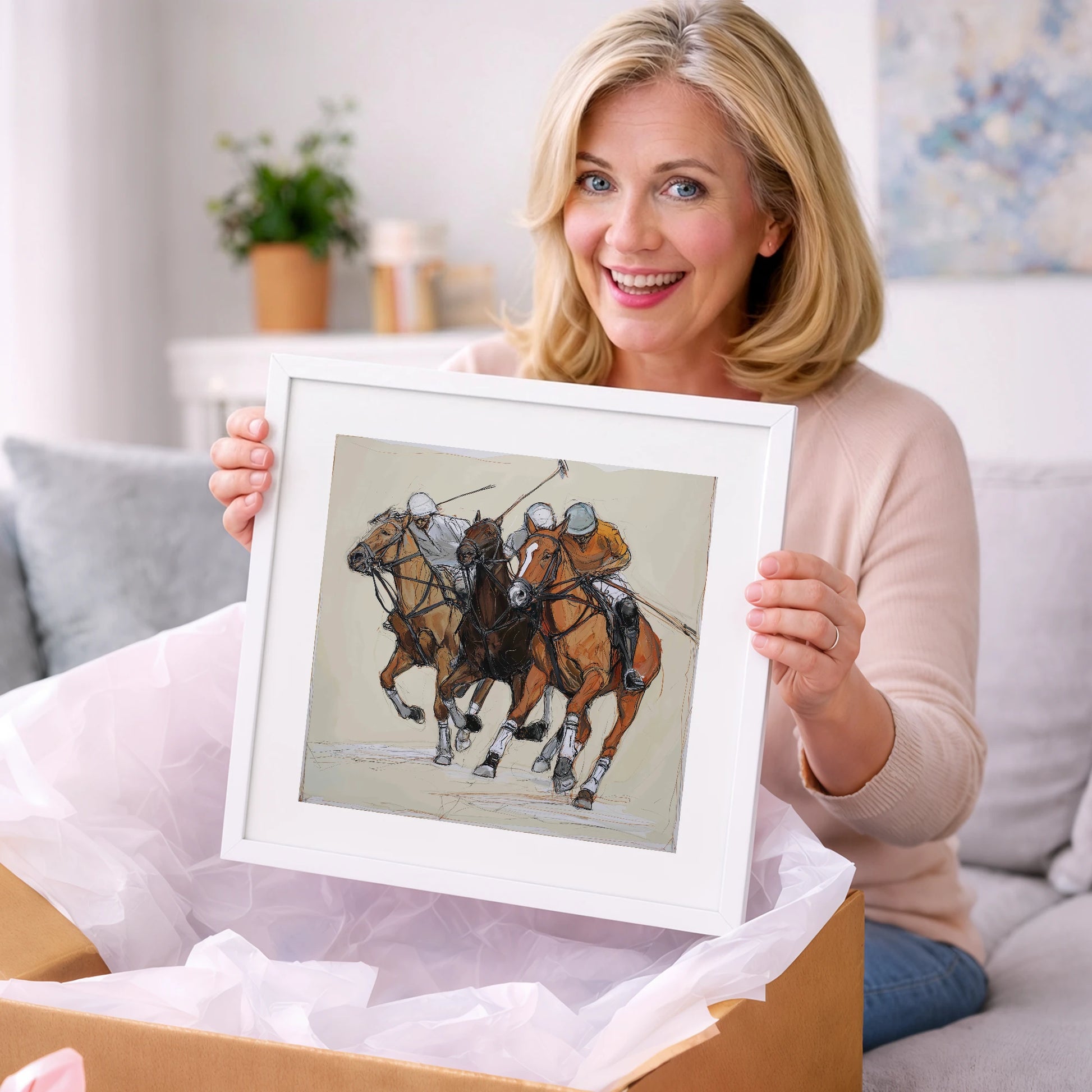 The Midfield Charge - polo horse art gift idea for horse lovers